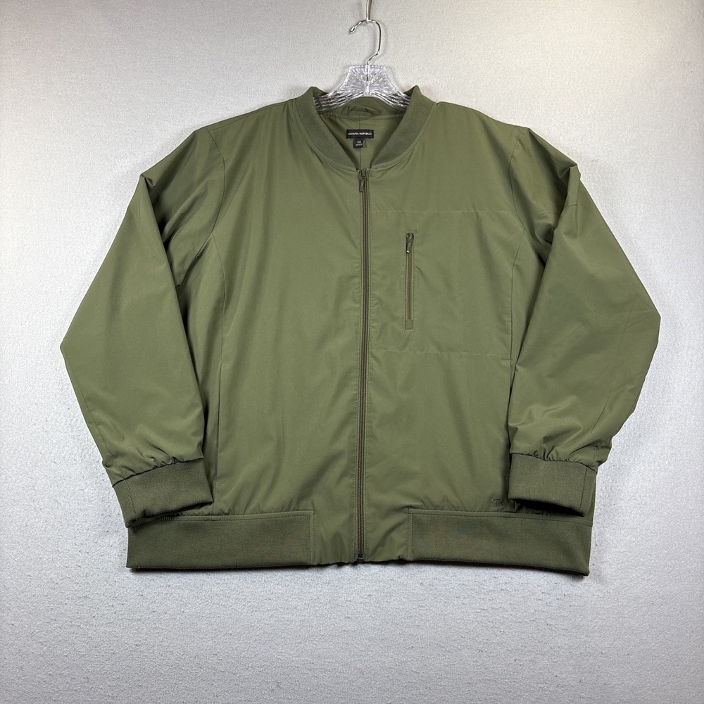 Banana Republic Mens XXL Motion Tech Bomber Jacket Olive Green Full Zip Stretch